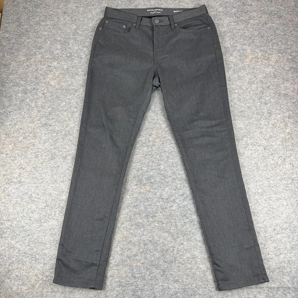Banana Republic Travel Jean Athletic Fit Pockets Cotton Blend Gray Mens 30x32
